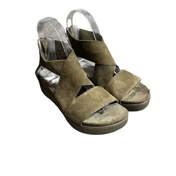 NWT EILEEN FISHER olivine platform Sport Suede Sneaker open toe Sandal SZ 6 1/2 - Picture 1 of 7
